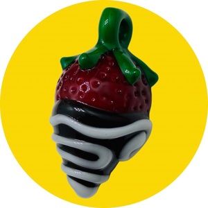Glass art chocolate strawberry pendant necklace